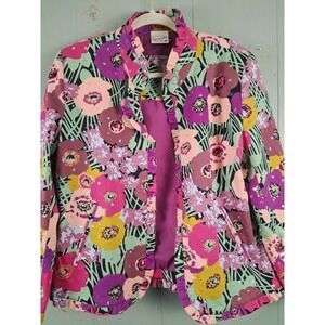 Vintage Beverlys Blazer Jacket Womens 10 Bright Bold Colors Pink Ruffles Sequins